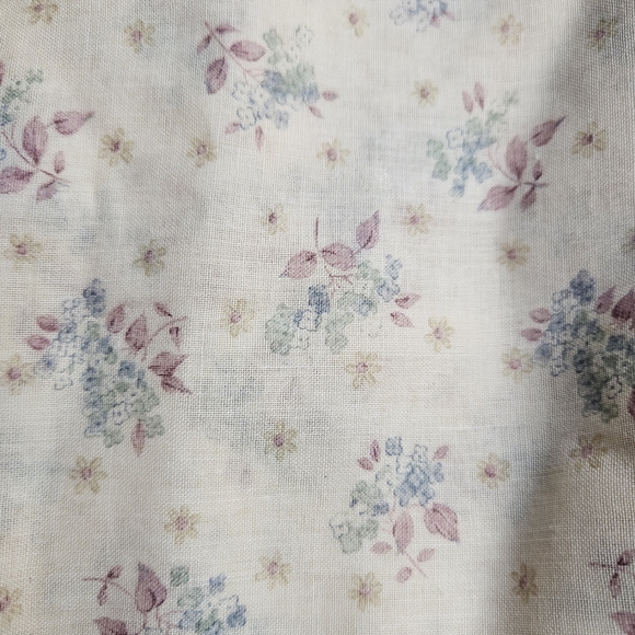 Vintage 1970s Wamsutta Mills Sheer Floral Voile Fabric 2 Yds Yellow Blue Plum - Picture 4 of 7